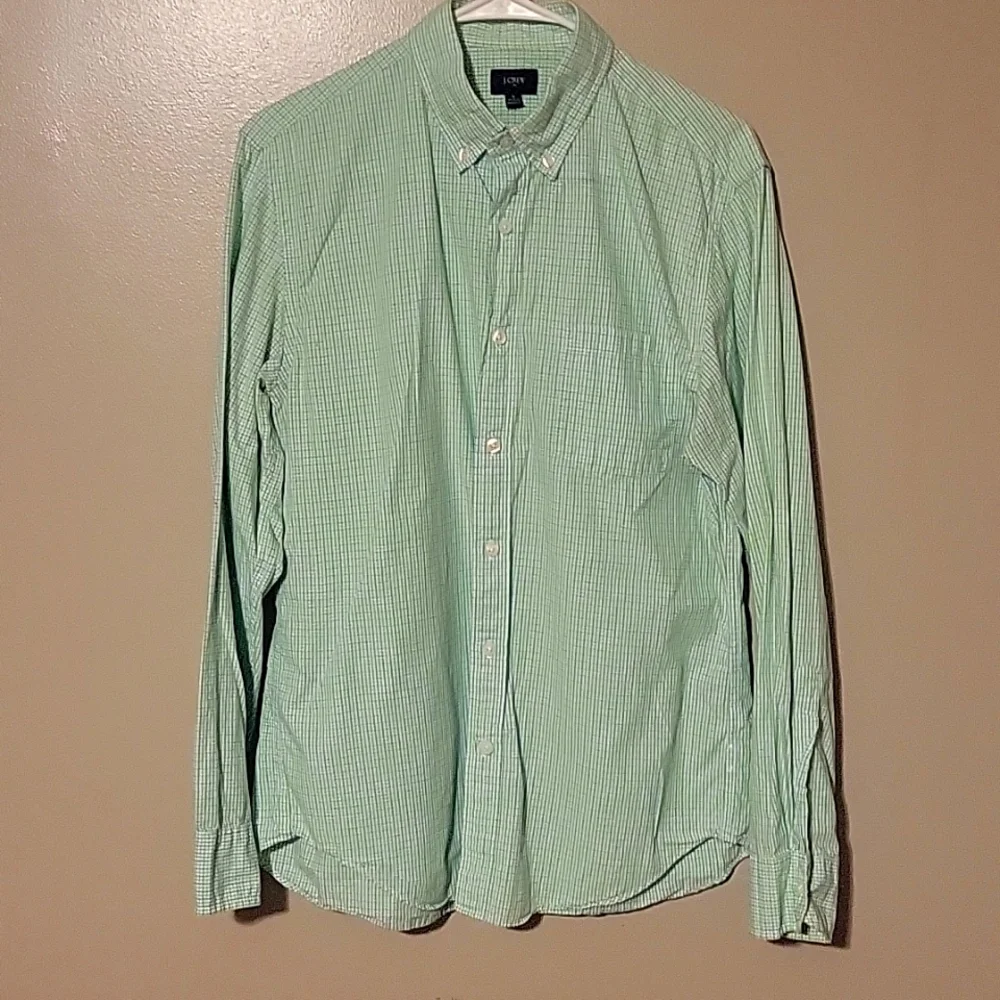 J.‎ Crew Button Down Longsleeve Shirt Green Blue Mens Size Medium